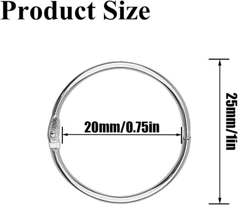 40Pcs Metal Loose Leaf Binder Rings, Silver Index Card Fasteners for Office, School, Home and Keychain Use(1.2Inch) in Saudi Arabia