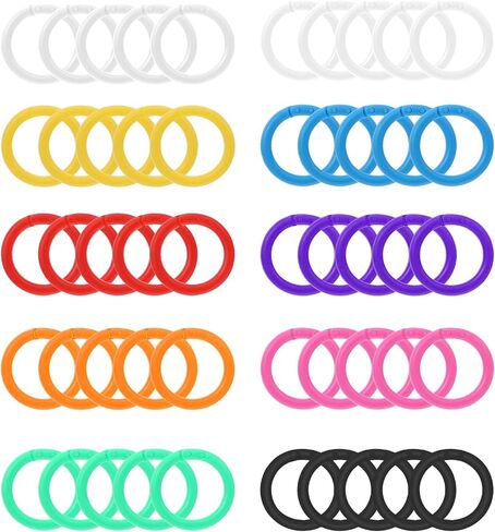 100 Pcs Colorful DIY Keychain Rings Loose Leaf Binder Rings Plastics Book Notebook Paper Ring for Books Index Study Paper Cards Workers Office School Home Key Color Identifiers in Saudi Arabia