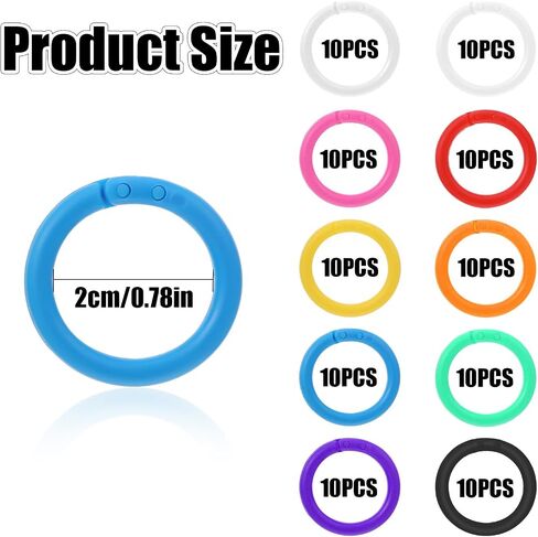 100 Pcs Colorful DIY Keychain Rings Loose Leaf Binder Rings Plastics Book Notebook Paper Ring for Books Index Study Paper Cards Workers Office School Home Key Color Identifiers in Saudi Arabia