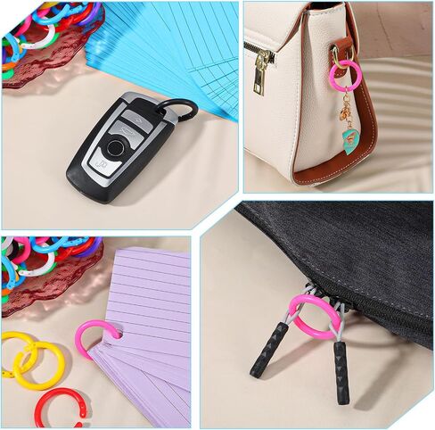 100 Pcs Colorful DIY Keychain Rings Loose Leaf Binder Rings Plastics Book Notebook Paper Ring for Books Index Study Paper Cards Workers Office School Home Key Color Identifiers in Saudi Arabia