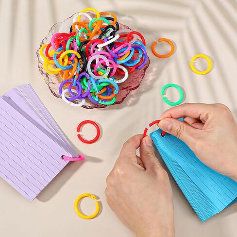 100 Pcs Colorful DIY Keychain Rings Loose Leaf Binder Rings Plastics Book Notebook Paper Ring for Books Index Study Paper Cards Workers Office School Home Key Color Identifiers in Saudi Arabia