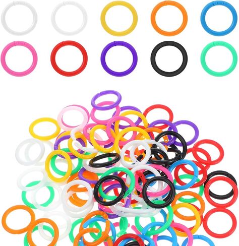 100 Pcs Colorful DIY Keychain Rings Loose Leaf Binder Rings Plastics Book Notebook Paper Ring for Books Index Study Paper Cards Workers Office School Home Key Color Identifiers in Saudi Arabia