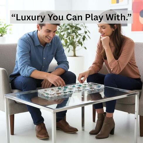 Luxe & Legend Lucite Mancala Board Game Magnetic Fold – Luxury Acrylic Clear Game Board with Colored Stones, Modern Decorative Family Game Set & Premium Gift Box in Saudi Arabia
