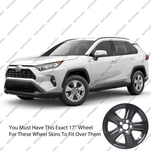 أغطية عجلة Hubcap مقاس 17 بوصة متوافقة مع 2019-2024 Toyota RAV4 XLE Hybrid LE/XLE، أغطية حافة بلاستيكية ABS متينة (مجموعة من 4)، مناسبة للعجلات القياسية - استبدال غطاء الإطار سهل التركيب in Saudi Arabia