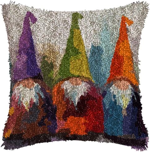 LAPATAIN Latch Hook Kits for Adults,Snowman Pattern Color Printed Canvas DIY Throw Pillow Cover,Beginners Handmade Needlework Crafts Home Decoration 17x17inch in Saudi Arabia