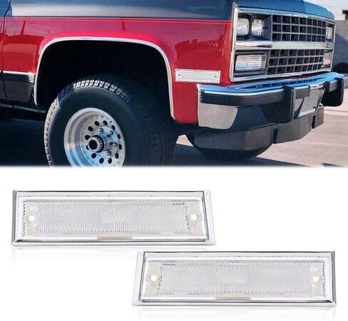 مجموعة مصابيح التحديد الأمامية G-PLUS متوافقة مع Chevy Blazer/GMC Jimmy C/K R Pickup 1981-1991، مصابيح تحديد الإطار الجانبي من الكروم زوج عدسات شفافة in Saudi Arabia