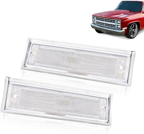 مجموعة مصابيح التحديد الأمامية G-PLUS متوافقة مع Chevy Blazer/GMC Jimmy C/K R Pickup 1981-1991، مصابيح تحديد الإطار الجانبي من الكروم زوج عدسات شفافة in Saudi Arabia