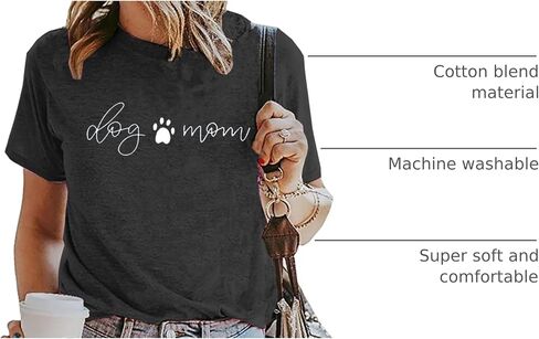 Dog Mom Shirt for Women Dog Paw Print Cute Graphic Tees Funny T-Shirts Tops in Saudi Arabia
