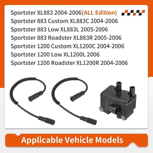 0.5 OHM Ignition Coil & Spark Plug Cable For Sportster 883 1200 Custom Low Roadster 2004-2006 31655-99 31996-04 in Saudi Arabia