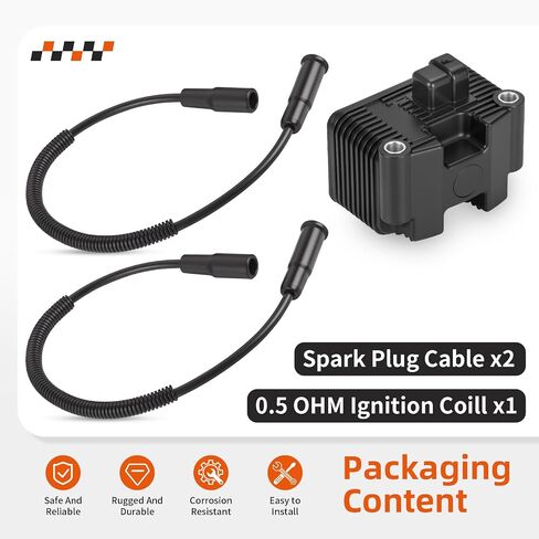 0.5 OHM Ignition Coil & Spark Plug Cable For Sportster 883 1200 Custom Low Roadster 2004-2006 31655-99 31996-04 in Saudi Arabia
