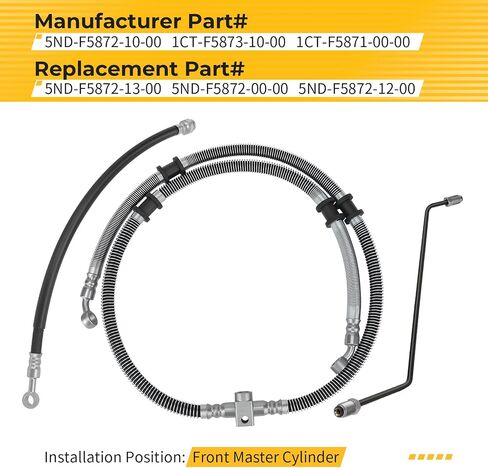 M MATI Front Brake Hose Line Pipe Kit for Yamaha Grizzly 450 YFM450 4x4 2011-2014 5ND-F5872-10-00 1CT-F5873-10-00 1CT-F5871-00-00 in Saudi Arabia