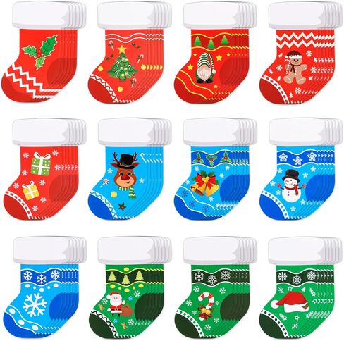 MixTeach 120 Pieces Christmas Stocking Cutouts 4"x6" Paper Stocking Shape Die cuts Assorted Stocking Bulletin Board Decoration with Glue Points for Classroom School Xmas Winter Party Wall Decor in Saudi Arabia