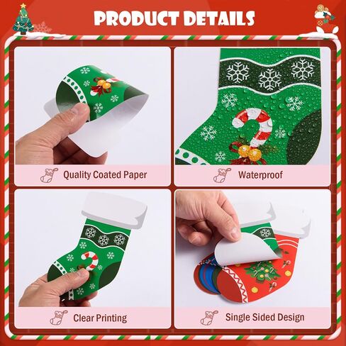 MixTeach 120 Pieces Christmas Stocking Cutouts 4"x6" Paper Stocking Shape Die cuts Assorted Stocking Bulletin Board Decoration with Glue Points for Classroom School Xmas Winter Party Wall Decor in Saudi Arabia
