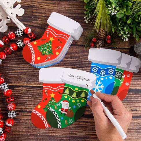 MixTeach 120 Pieces Christmas Stocking Cutouts 4"x6" Paper Stocking Shape Die cuts Assorted Stocking Bulletin Board Decoration with Glue Points for Classroom School Xmas Winter Party Wall Decor in Saudi Arabia