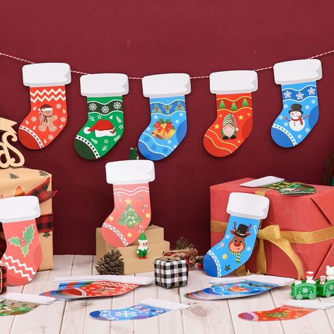 MixTeach 120 Pieces Christmas Stocking Cutouts 4"x6" Paper Stocking Shape Die cuts Assorted Stocking Bulletin Board Decoration with Glue Points for Classroom School Xmas Winter Party Wall Decor in Saudi Arabia
