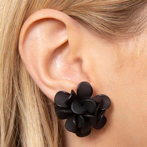 RIAH FASHION Lightweight Floral Petal Drop Earrings - Multi Petal Leaf Metallic Wired Hoop, Sparkly Rhinestone Studs, Pressed Flower Dangles in Saudi Arabia