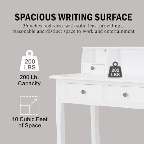 DMAITH Small White Writing Desk with Hutch – 32" Home Office Desk with Drawers | Compact Computer Desk, Vanity Makeup Table for Bedroom or Study Room in Saudi Arabia