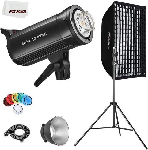 Godox SK400II-V Strobe Flash, SK400IIV 400Ws Studio Strobe Light, 2.4G X System, Recycle Time 0.1-1.5s, with LED Modeling Lamp Compatible Bowens Mount for Wedding, Portrait, Product Photography in Saudi Arabia