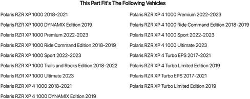 قضبان نصف قطر سفلية عالية التحمل من Tusk Mohawk باللون الأسود لسيارة POLARIS RZR XP Turbo Limited Edition 2019 in Kuwait