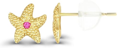 Solid 14K Yellow Gold Sea Life Stud Earrings | Baby Duck Starfish Turtle and Dolphins Stud Earrings | 14k gold Stud Earrings For Women and girls in Saudi Arabia