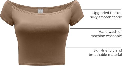 OThread & Co. Women's Off Shoulder Short Sleeve Crop Top Comfy Basic Stretch Layer Shirt in Saudi Arabia