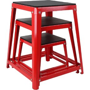 Steel Plyometric Jump Box Set of 4 Black, Anti-Slip Plyo Box for Home Gym Conditioning and Strength Training in Kuwait