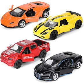 4 Pack 1/36 Metal Diecast Cars Toy with Opening Doors Kid Pull Back Cars Toys Set,Boy Toy Car for Age 3 4 5 6 7 8 9 10 11 12 in Saudi Arabia