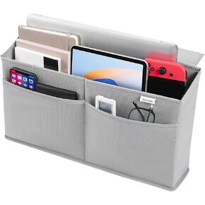 2 Pack Desk Side Hanging Organizer, Adhesive Storage Bag with Pockets for Magazine Ipad Notebook, for End Tables Home Office Desks Computer Workstations Dressing Table, Grey in Saudi Arabia