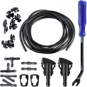 22PCS Windshield Washer Hose Kit, 4M Washer Fluid Hose+6PCS Hose Connectors+2PCS Windshield Washer Nozzle, Connect Car Water Pump and Nozzles, Universal for Windshield Fluid Tubing in Saudi Arabia