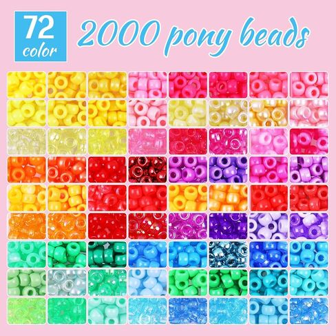 Pubiseed 2303 قطعة 48 لونًا من خرزات المهر لصنع الأساور، 1500 قطعة من خرزات كاندي و700 قطعة حرف A-Z مربع لمجموعة أساور الصداقة، 200 قطعة من الخرز البلاستيكي للبالغين في صناعة المجوهرات in Kuwait