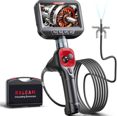 Ralcam Articulating Borescope, 2-Way 180° Endoscope Camera with 8.5mm Lens Articulated Snake Camera, 4.5'' Screen, Video Inspection Camera with Light for Automotive Mechanics-3.4FT Semi-Rigid Cable in Kuwait