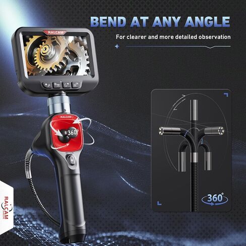 Ralcam Articulating Borescope, 2-Way 180° Endoscope Camera with 8.5mm Lens Articulated Snake Camera, 4.5'' Screen, Video Inspection Camera with Light for Automotive Mechanics-3.4FT Semi-Rigid Cable in Kuwait