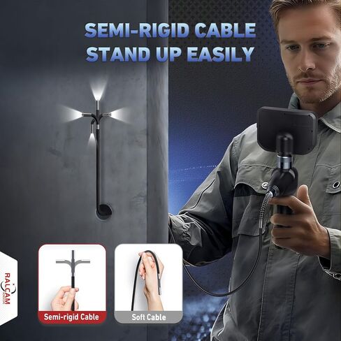 Ralcam Articulating Borescope, 2-Way 180° Endoscope Camera with 8.5mm Lens Articulated Snake Camera, 4.5'' Screen, Video Inspection Camera with Light for Automotive Mechanics-3.4FT Semi-Rigid Cable in Kuwait