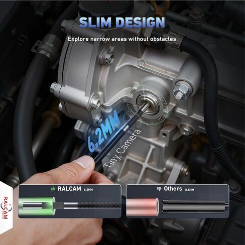 Ralcam Articulating Borescope, 2-Way 180° Endoscope Camera with 8.5mm Lens Articulated Snake Camera, 4.5'' Screen, Video Inspection Camera with Light for Automotive Mechanics-3.4FT Semi-Rigid Cable in Kuwait