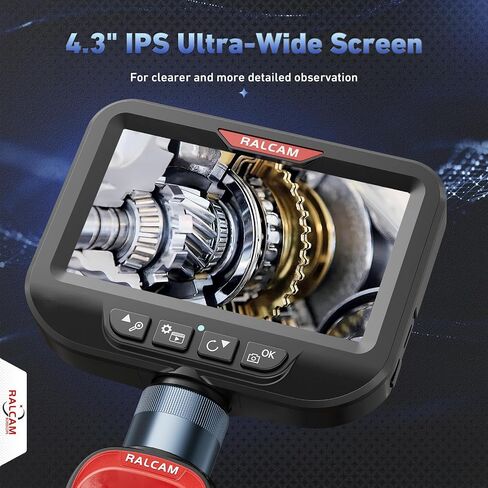 Ralcam Articulating Borescope, 2-Way 180° Endoscope Camera with 8.5mm Lens Articulated Snake Camera, 4.5'' Screen, Video Inspection Camera with Light for Automotive Mechanics-3.4FT Semi-Rigid Cable in Kuwait