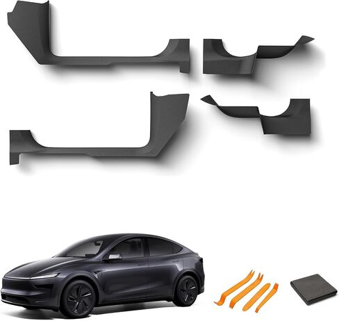 4PCS Door Sill Protectors for Tesla Model Y (Juniper) 2025–2026, TPE Door Entry & Anti-Kick Guards (Front/Rear Sills), Vehicle-Specific Fit, Velcro No-Drilling, Easy Clean, Black in Saudi Arabia