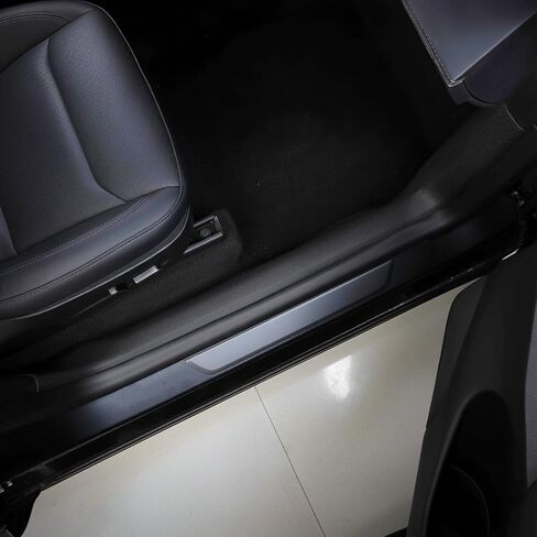 4PCS Door Sill Protectors for Tesla Model Y (Juniper) 2025–2026, TPE Door Entry & Anti-Kick Guards (Front/Rear Sills), Vehicle-Specific Fit, Velcro No-Drilling, Easy Clean, Black in Saudi Arabia