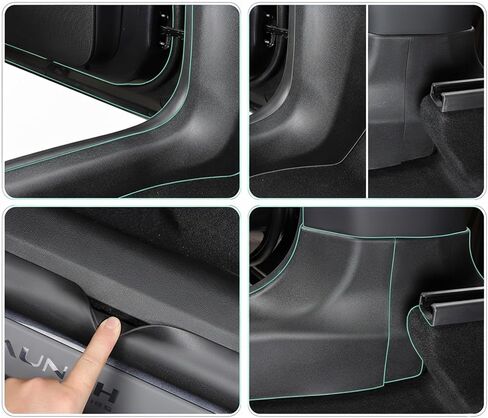 4PCS Door Sill Protectors for Tesla Model Y (Juniper) 2025–2026, TPE Door Entry & Anti-Kick Guards (Front/Rear Sills), Vehicle-Specific Fit, Velcro No-Drilling, Easy Clean, Black in Saudi Arabia