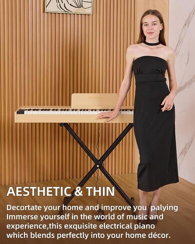 بيانو رقمي 88 مفتاحًا ولوحة مفاتيح شبه مرجحة مع حامل X ودواسة مستدامة، بيانو كهربائي كامل الحجم للمبتدئين للبلوتوث، وضع سماعة الرأس، USB-MIDI in Kuwait