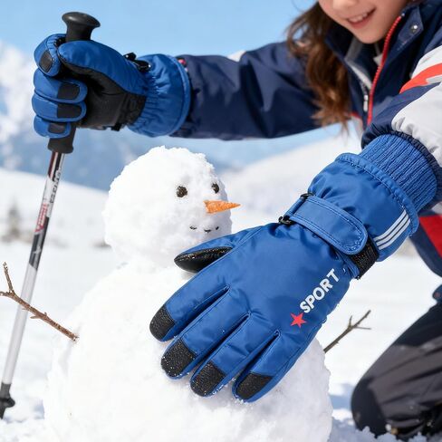 IZUS Water-Repellent Snow-Ski-Mittens for Kids Winter-Outdoor-Sports Warm-Windproof Skiing-Gloves Boy-Girls 5-10 Years in Saudi Arabia