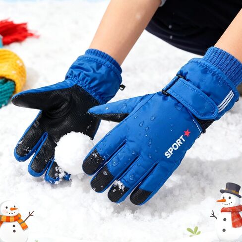 IZUS Water-Repellent Snow-Ski-Mittens for Kids Winter-Outdoor-Sports Warm-Windproof Skiing-Gloves Boy-Girls 5-10 Years in Saudi Arabia
