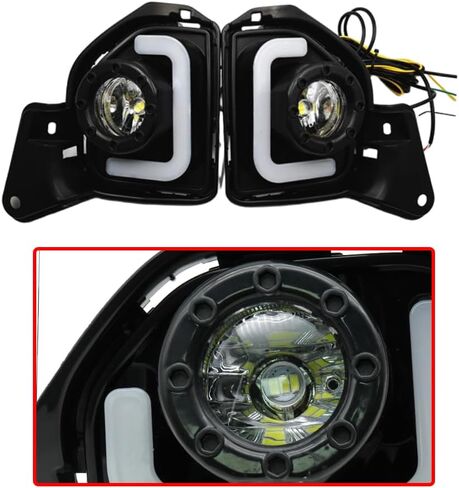 مصباح ضباب القيادة Riloer DRL مع إشارة انعطاف كهرمانية، متوافق مع Toyota 2014-2018 Hiace، ضوء LED أبيض للجري أثناء النهار in Kuwait