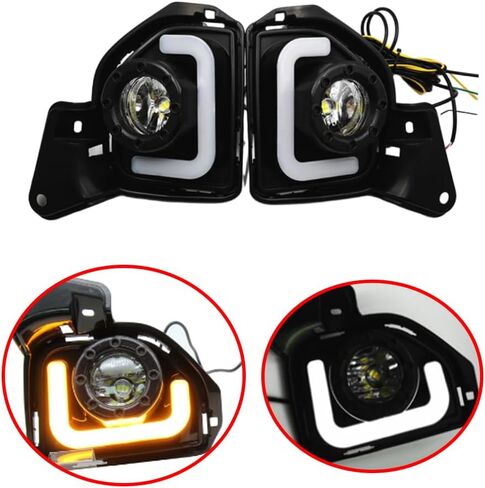 مصباح ضباب القيادة Riloer DRL مع إشارة انعطاف كهرمانية، متوافق مع Toyota 2014-2018 Hiace، ضوء LED أبيض للجري أثناء النهار in Kuwait