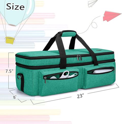حقيبة LUXJA مزدوجة الطبقة متوافقة مع Cricut Explore Air (Air2) وصانع، حقيبة حمل متوافقة مع آلة ومستلزمات Cricut Die-Cut، أزرق (حقيبة فقط، تصميم براءة اختراع) in Saudi Arabia