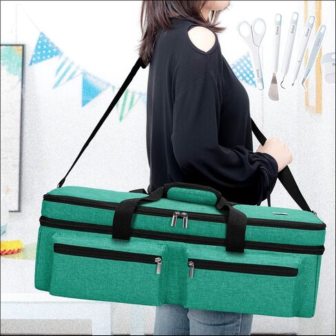 حقيبة LUXJA مزدوجة الطبقة متوافقة مع Cricut Explore Air (Air2) وصانع، حقيبة حمل متوافقة مع آلة ومستلزمات Cricut Die-Cut، أزرق (حقيبة فقط، تصميم براءة اختراع) in Saudi Arabia
