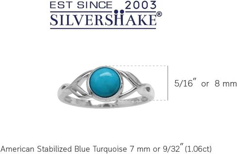 Silvershake 7 مللي متر شكل دائري طبيعي كابوشون حجر الذهب الأبيض مطلي 925 فضة سوليتير خاتم غير رسمي للنساء in Saudi Arabia