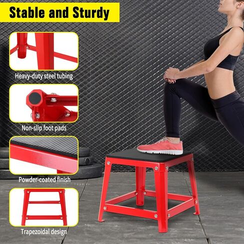 Steel Plyometric Jump Box Set of 4 Black, Anti-Slip Plyo Box for Home Gym Conditioning and Strength Training in Kuwait