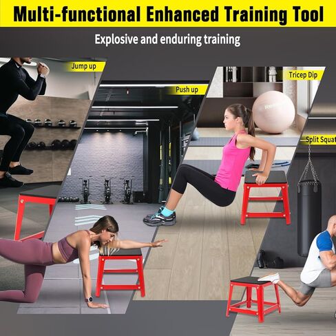 Steel Plyometric Jump Box Set of 4 Black, Anti-Slip Plyo Box for Home Gym Conditioning and Strength Training in Kuwait