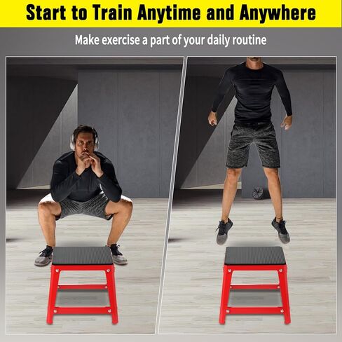 Steel Plyometric Jump Box Set of 4 Black, Anti-Slip Plyo Box for Home Gym Conditioning and Strength Training in Kuwait