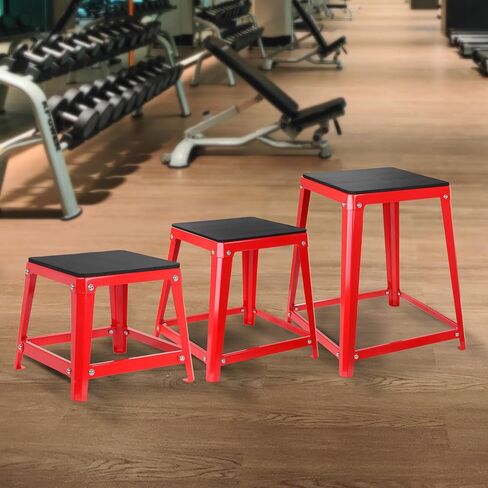 Steel Plyometric Jump Box Set of 4 Black, Anti-Slip Plyo Box for Home Gym Conditioning and Strength Training in Kuwait